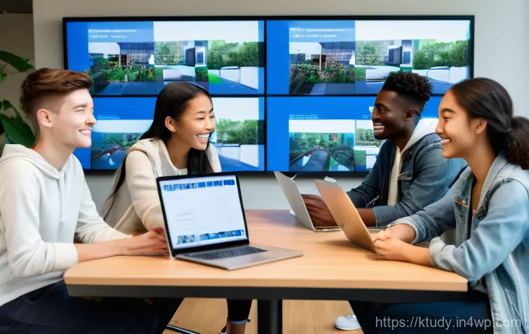 그룹 프로젝트를 통한 디지털 학습 증진 - **"In a futuristic and bright makerspace or innovation lab, three diverse teenagers (aged 16-18), we... 그룹 프로젝트를 통한 디지털 학습 증진 - **"In a futuristic and bright makerspace or innovation lab, three diverse teenagers (aged 16-18), we...