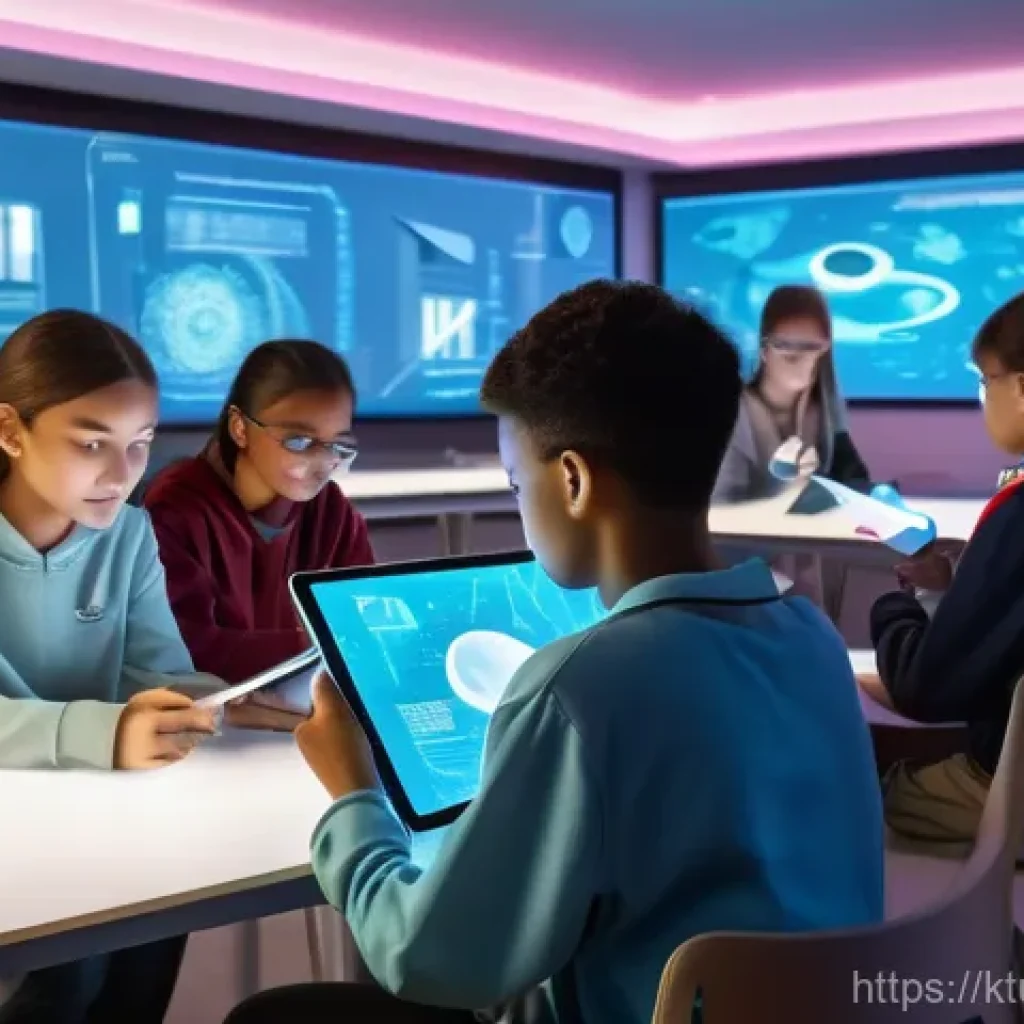 학생의 학습 경로를 최적화하는 방법 - A diverse group of high school students, boys and girls, are seated comfortably in a futuristic, bri...