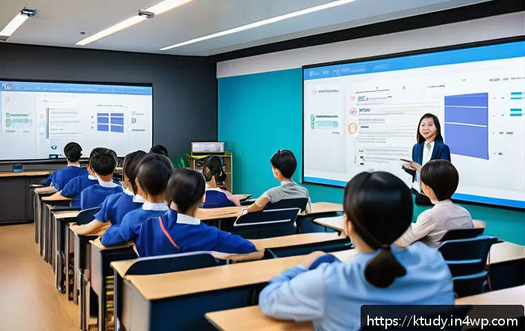 디지털 학습의 평가 기준 및 성과 지표 - A vibrant digital classroom scene showing diverse adult learners actively engaging in an online inte...