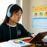 Home 23 디지털 학습 환경에서의 자기 주도 학습 기술 - Photorealistic scene of a focused teenage student independently organizing a digital learning sessio...